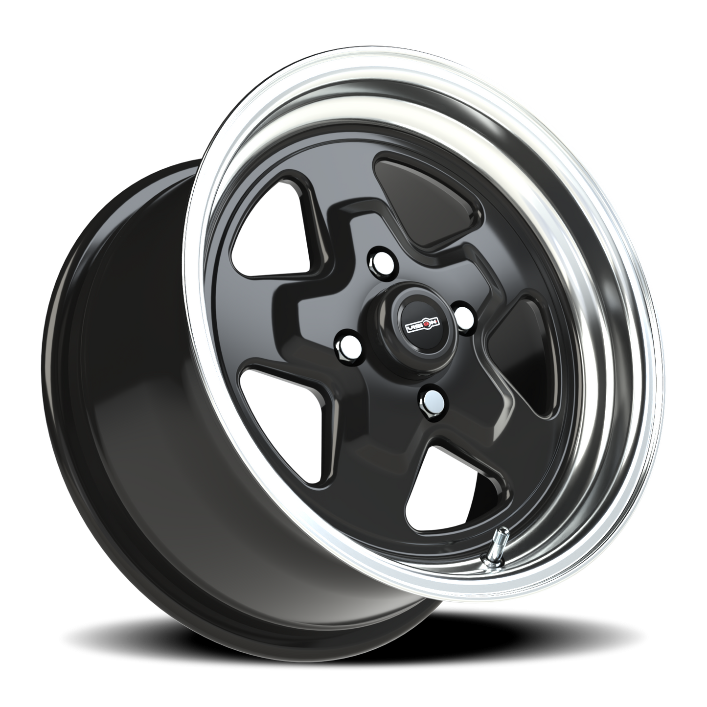 Vision Nitro 15X8 Gloss Black Machined Lip Wheel