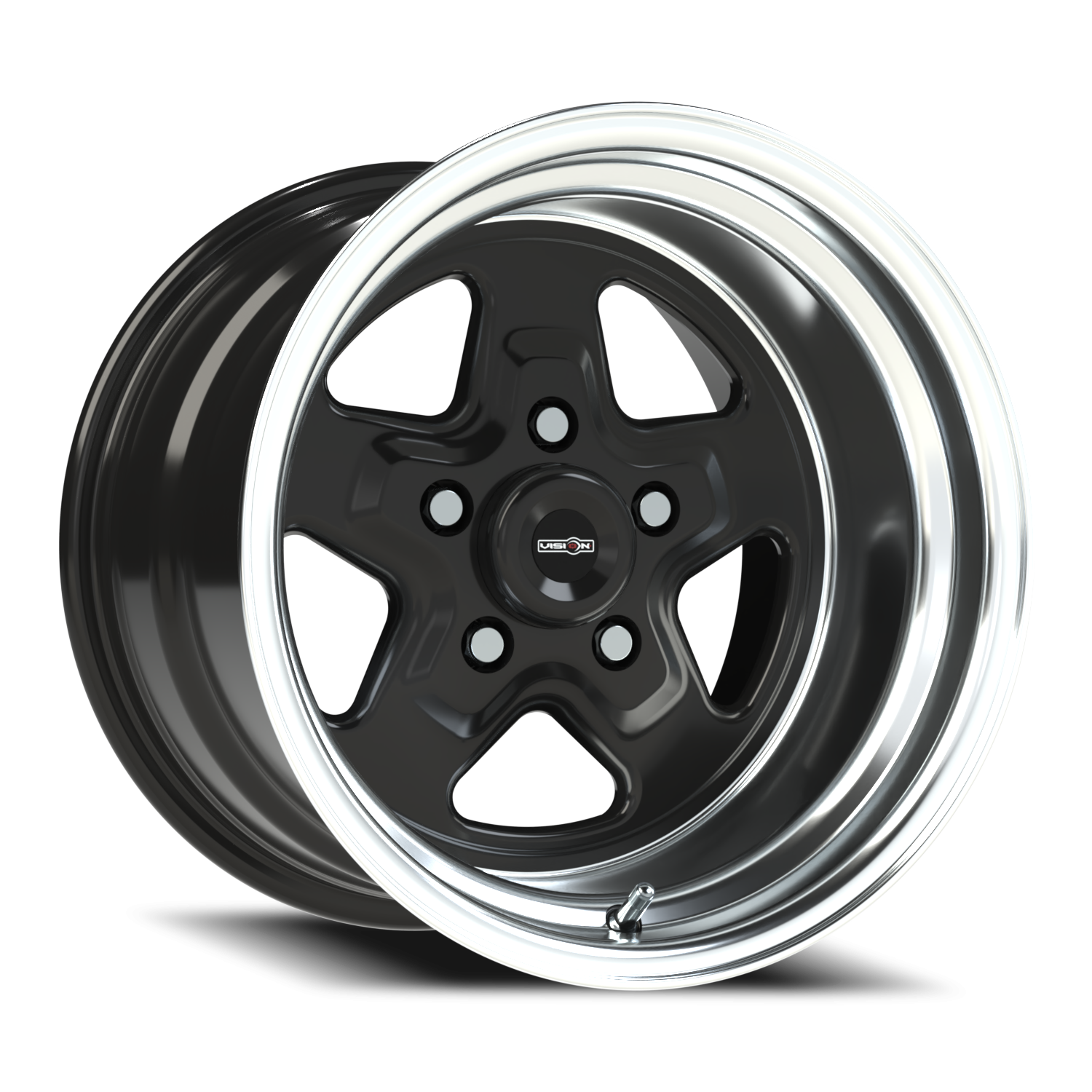 Vision Nitro 15X10 Gloss Black Machined Lip Wheel