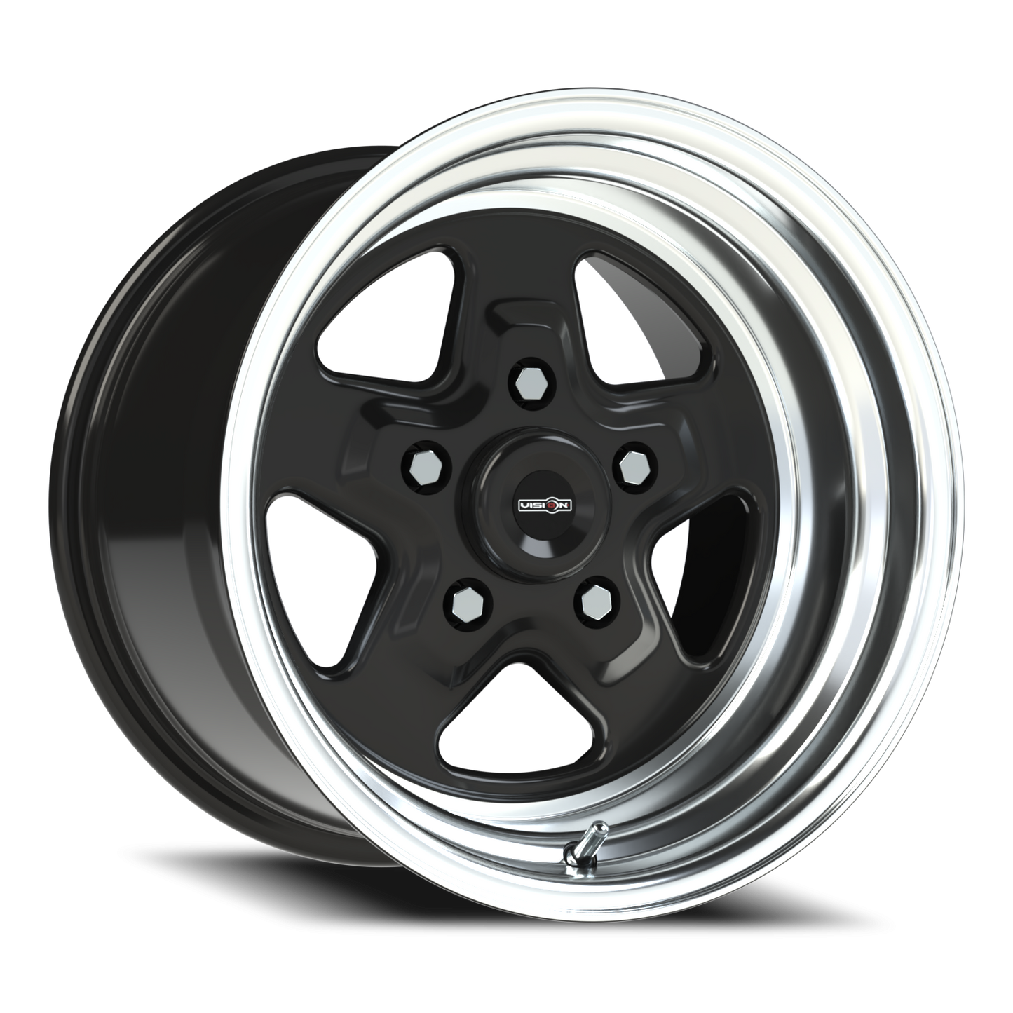 Vision Nitro 15X10 Gloss Black Machined Lip Wheel