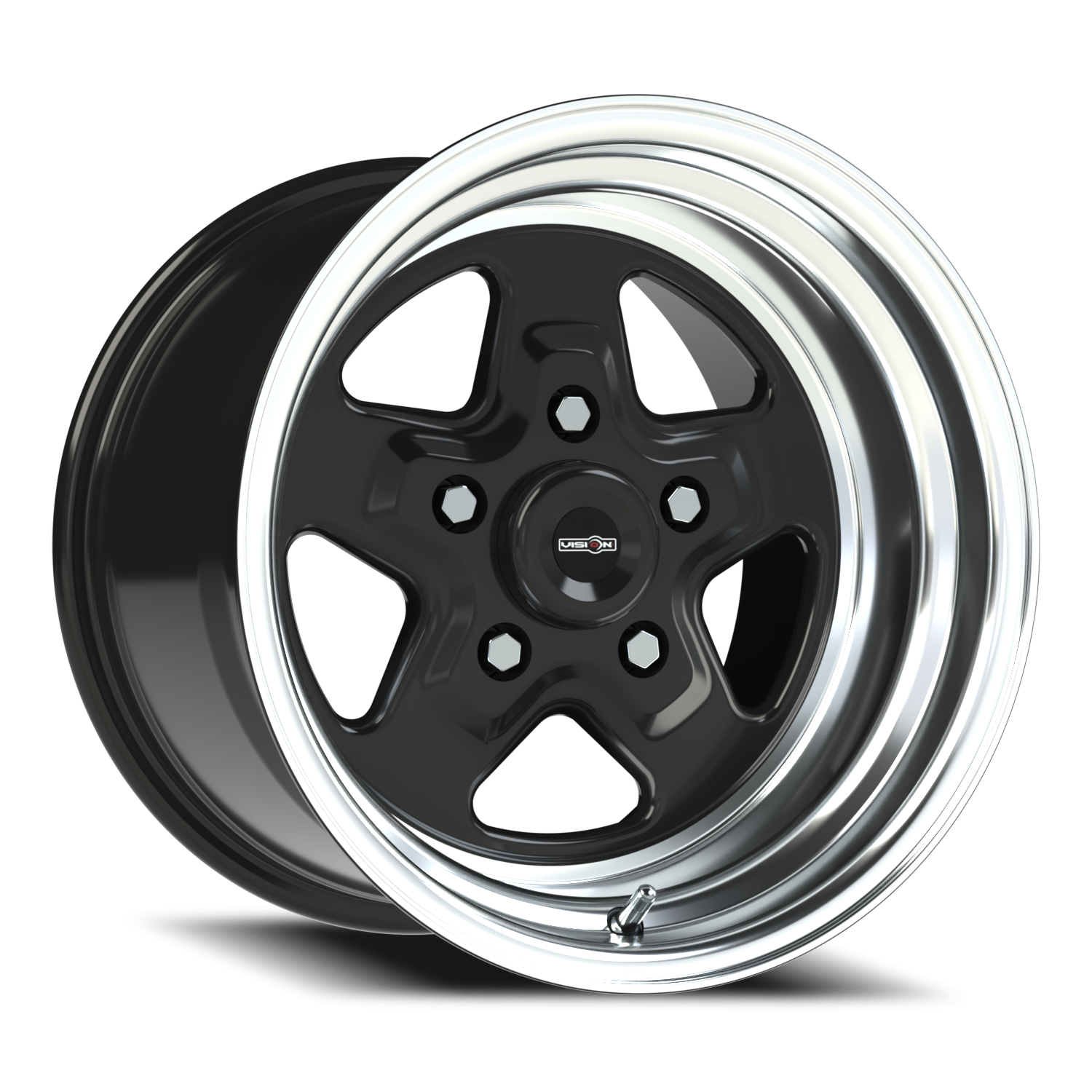 Vision Nitro 15X10 Gloss Black Machined Lip Wheel