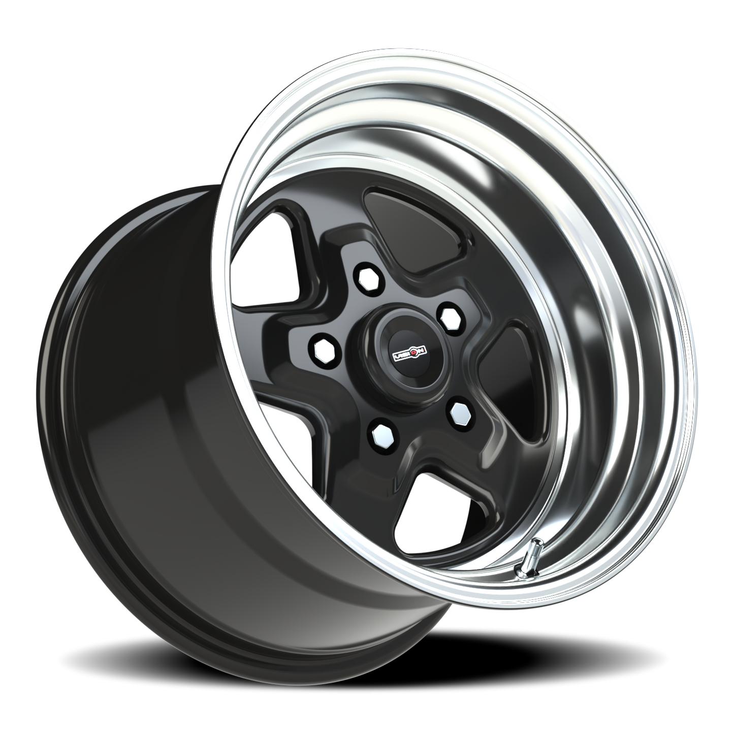 Vision Nitro 15X10 Gloss Black Machined Lip Wheel