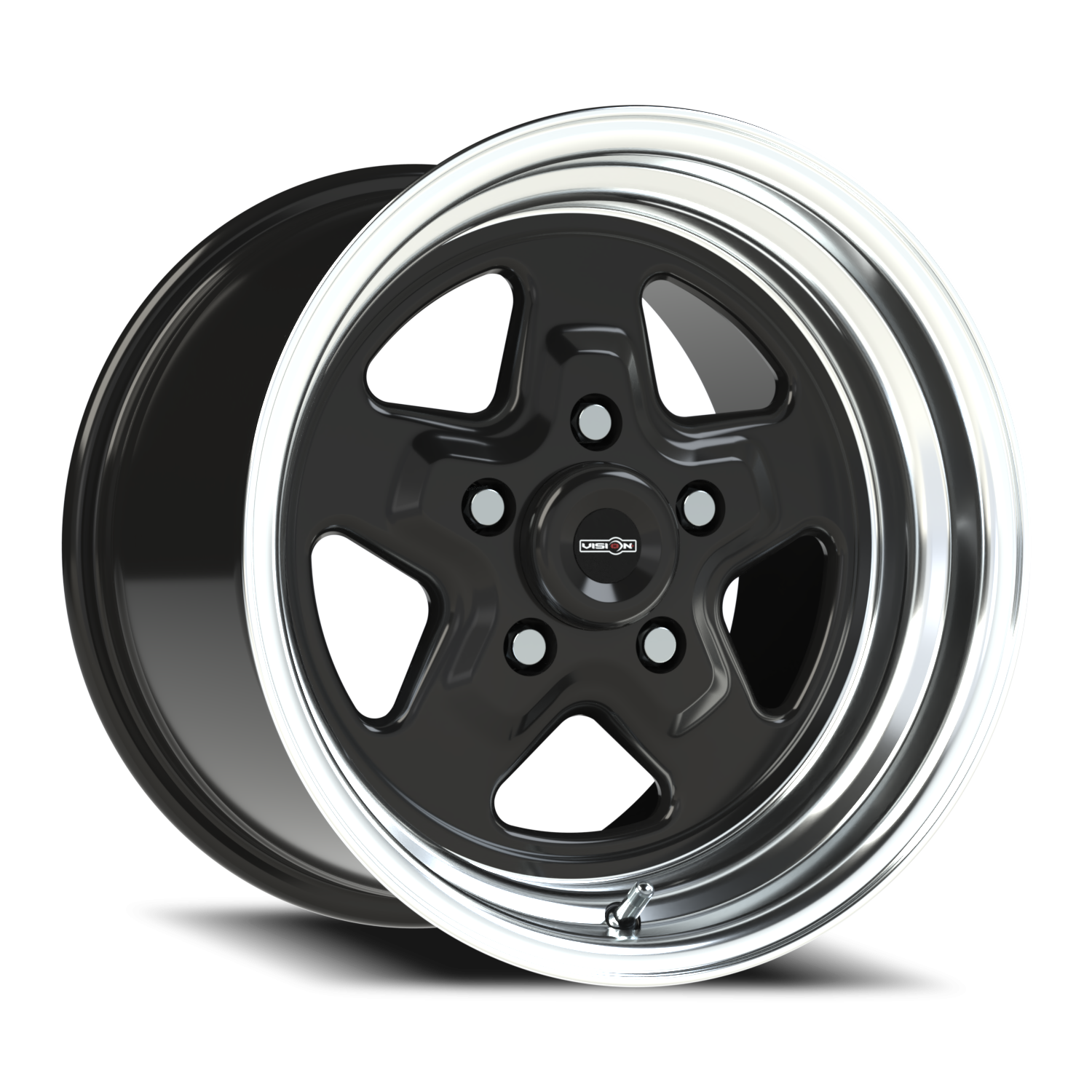 Vision Nitro 15X10 Gloss Black Machined Lip Wheel