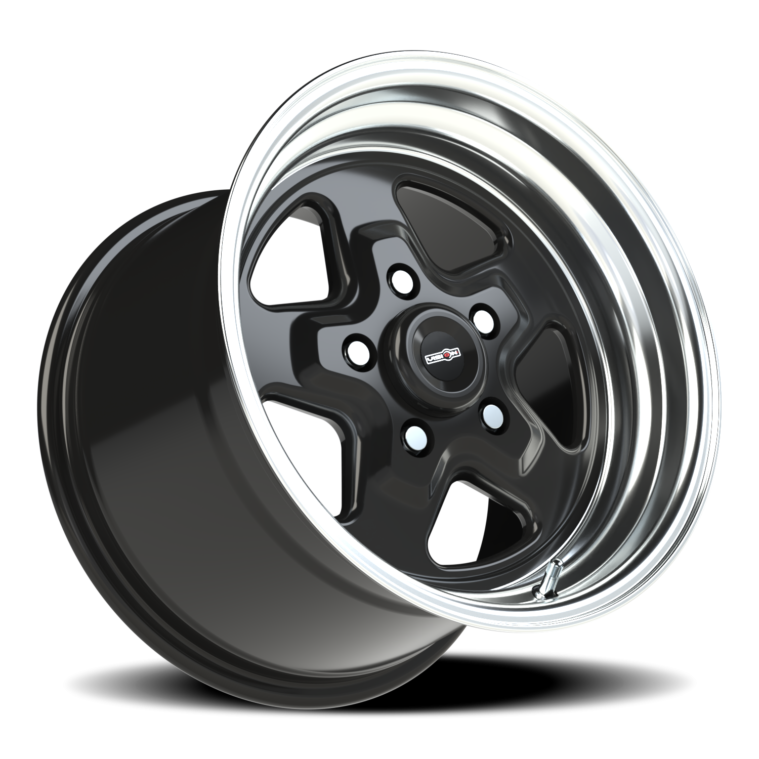 Vision Nitro 15X10 Gloss Black Machined Lip Wheel