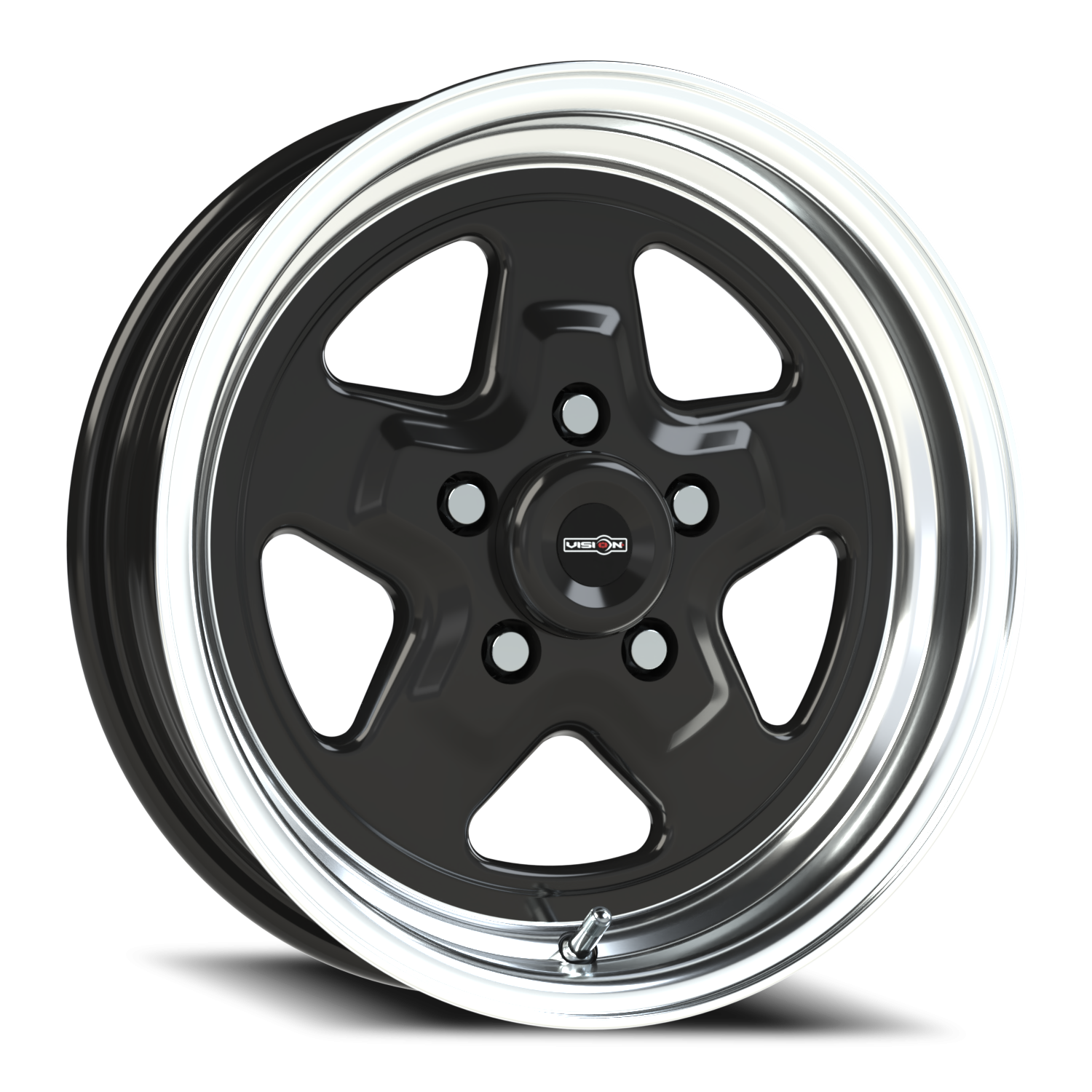 Vision Nitro 15X4 Gloss Black Machined Lip Wheel