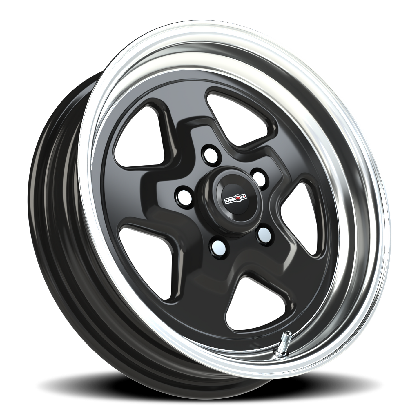 Vision Nitro 15X4 Gloss Black Machined Lip Wheel