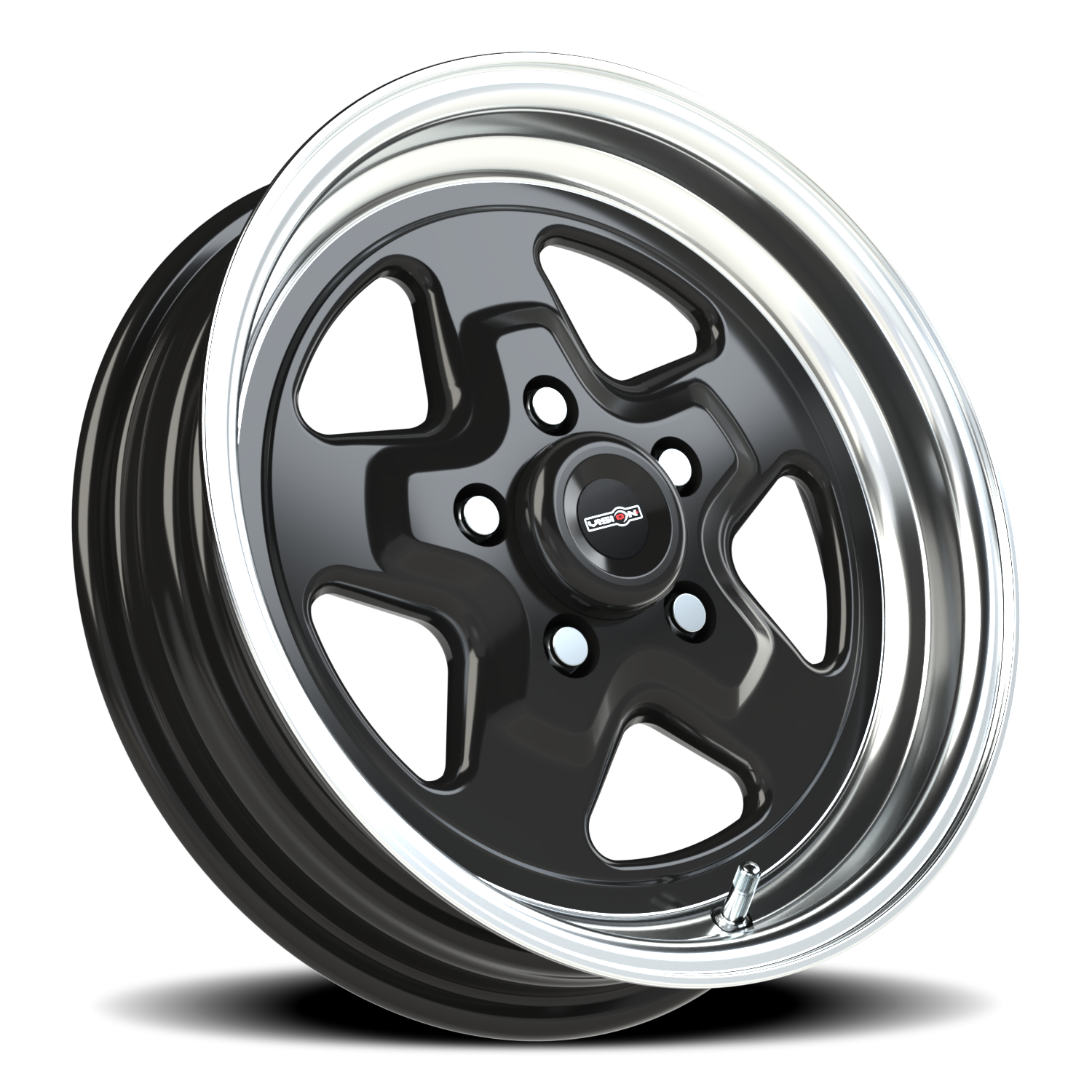 Vision Nitro 15X4 Gloss Black Machined Lip Wheel