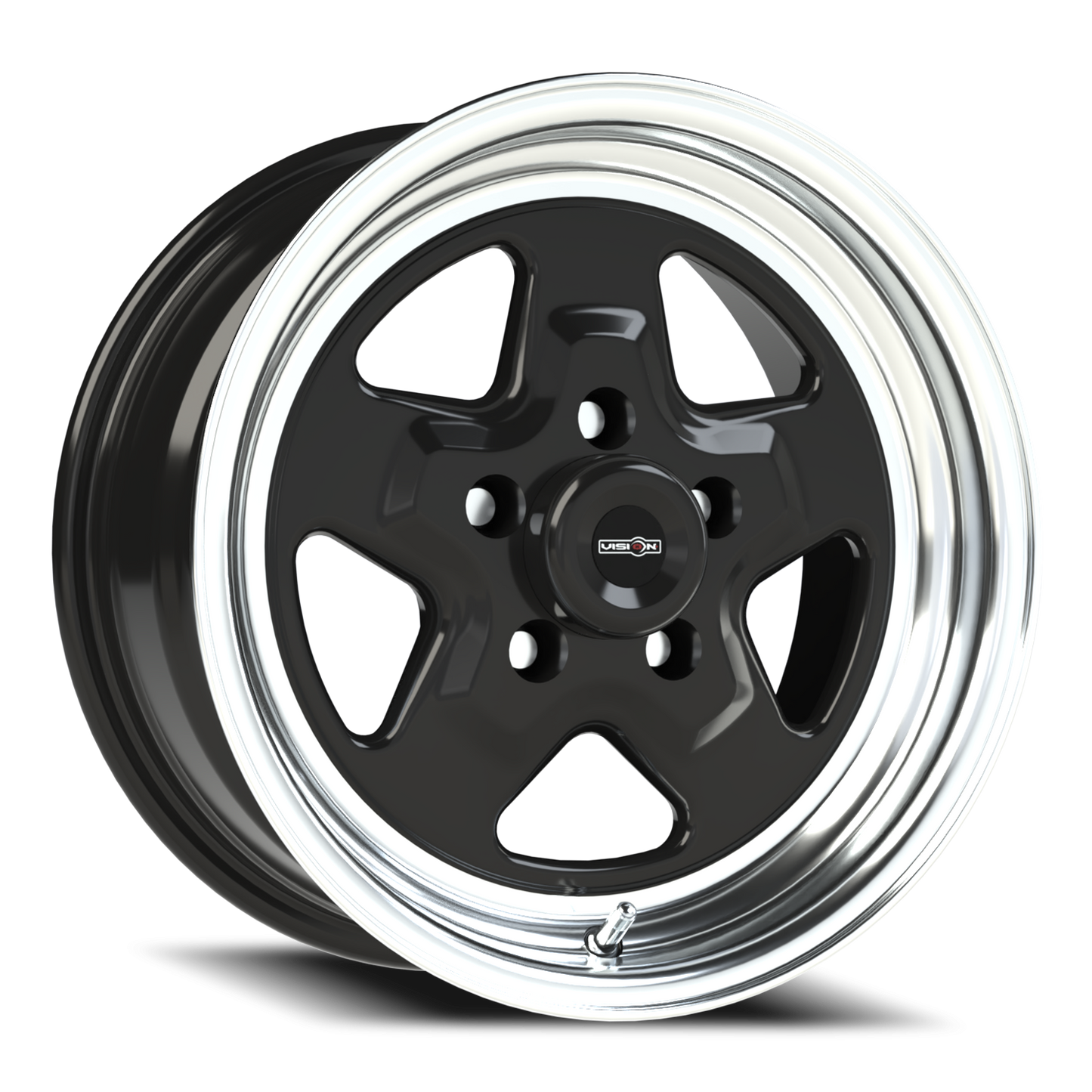 Vision Nitro 15X7 Gloss Black Machined Lip Wheel