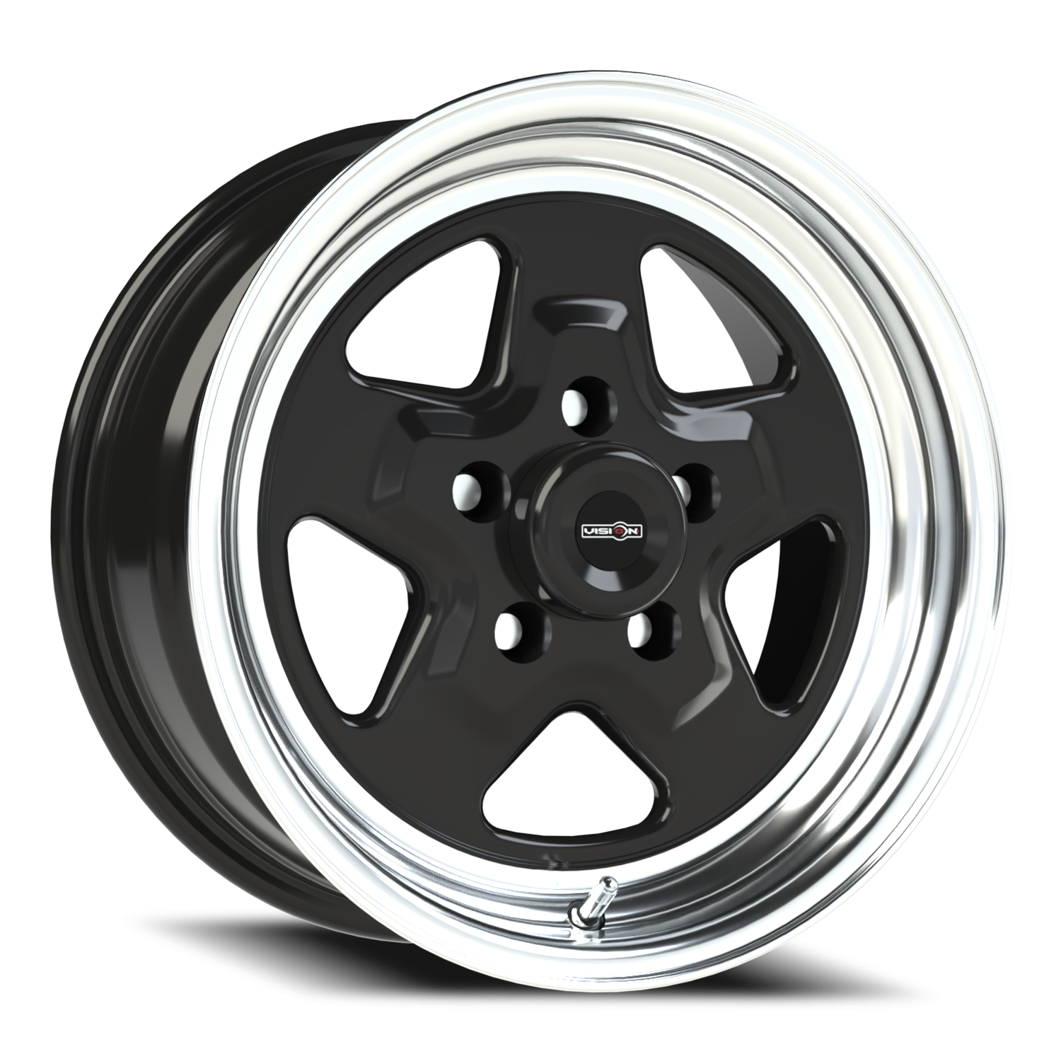 Vision Nitro 15X7 Gloss Black Machined Lip Wheel