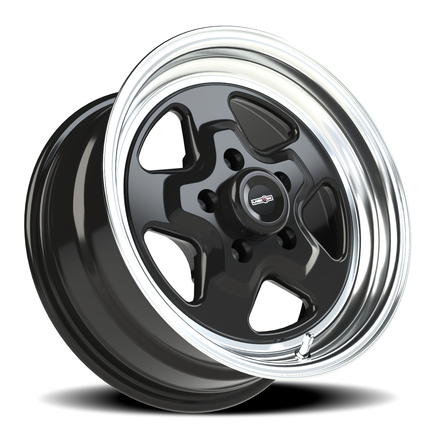 Vision Nitro 15X7 Gloss Black Machined Lip Wheel