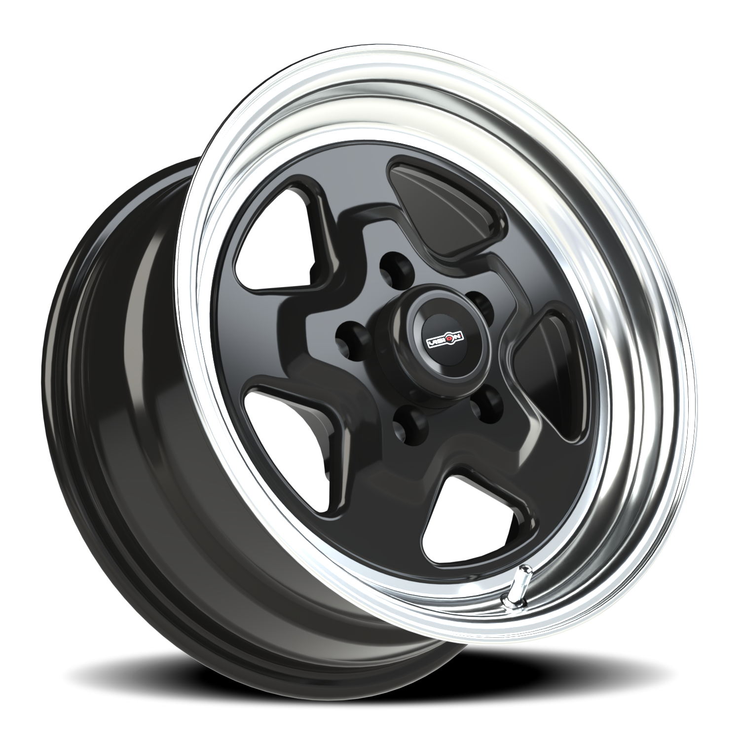 Vision Nitro 15X7 Gloss Black Machined Lip Wheel
