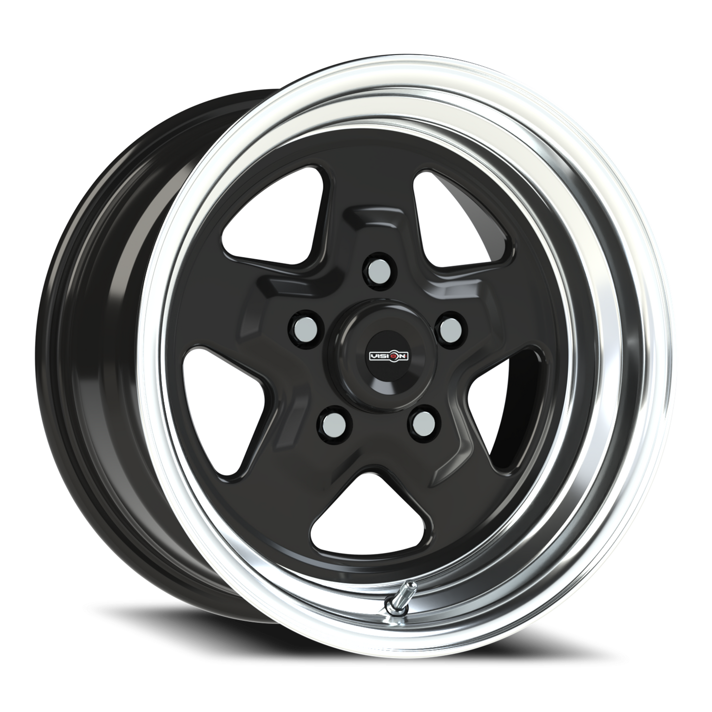 Vision Nitro 15X8 Gloss Black Machined Lip Wheel