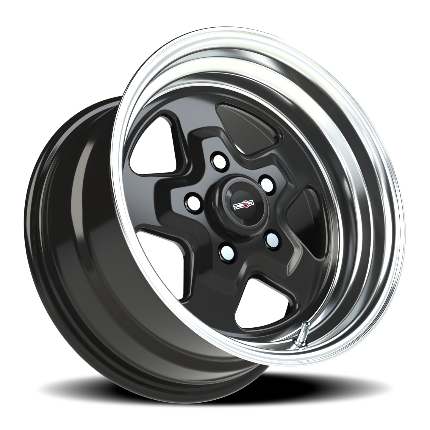Vision Nitro 15X8 Gloss Black Machined Lip Wheel