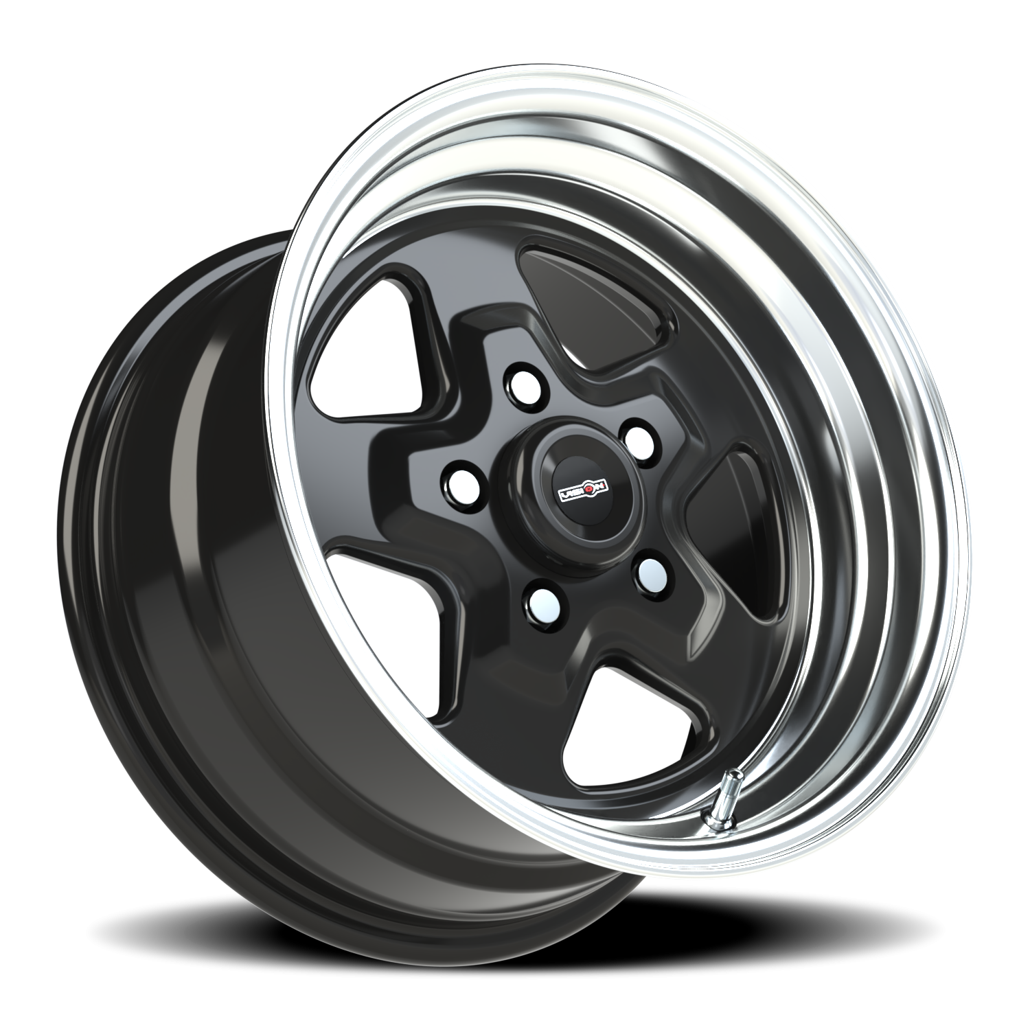 Vision Nitro 15X8 Gloss Black Machined Lip Wheel