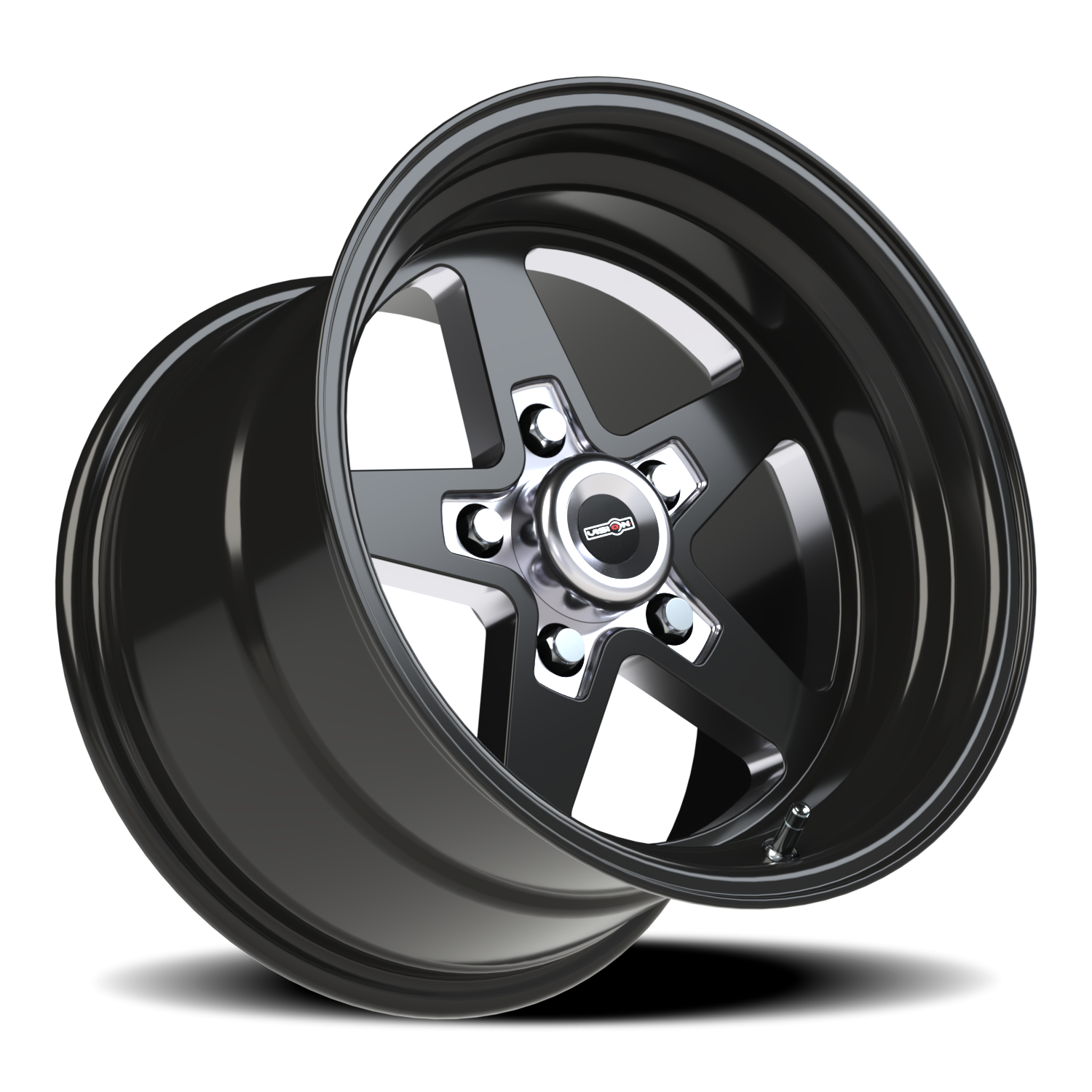 Vision Sta 15X10 Gloss Black with Milled Center Wheel