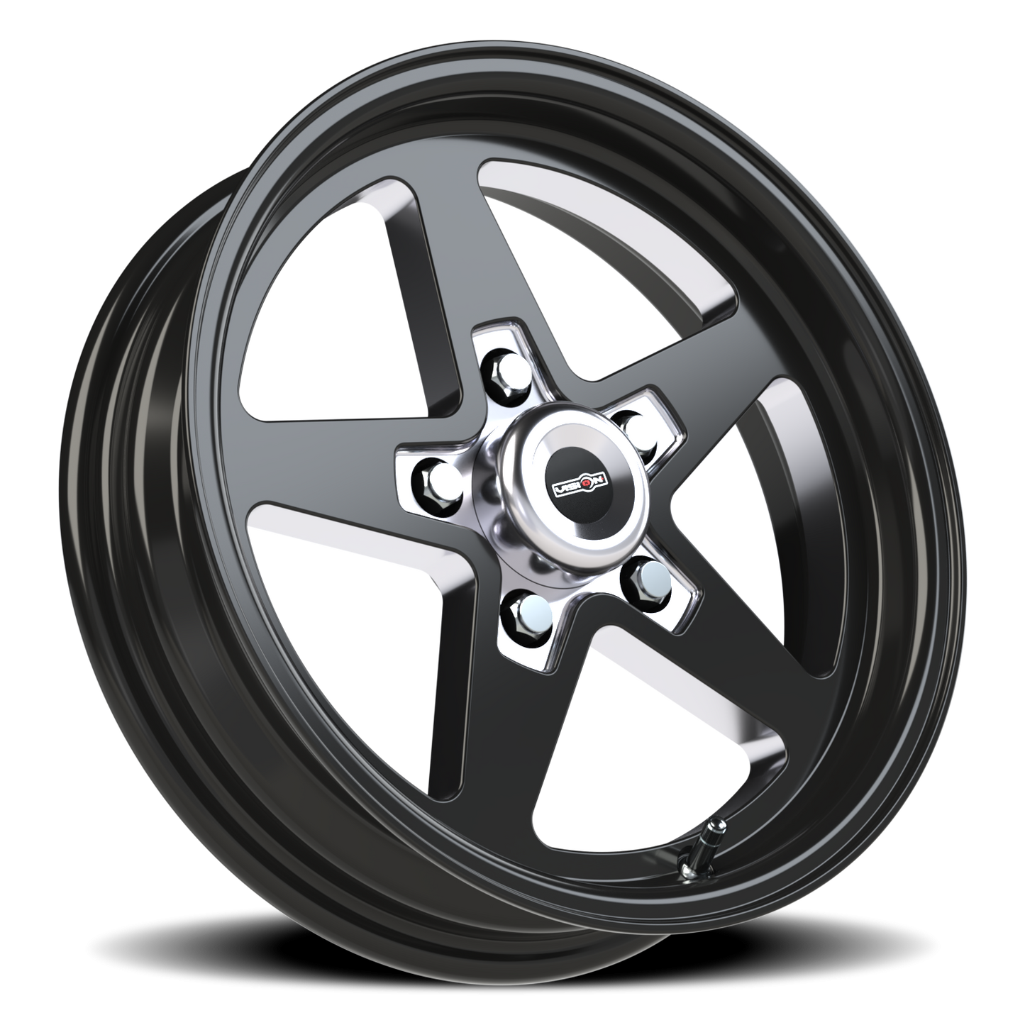 Vision Star 15X4 Gloss Black with Milled Center Wheel