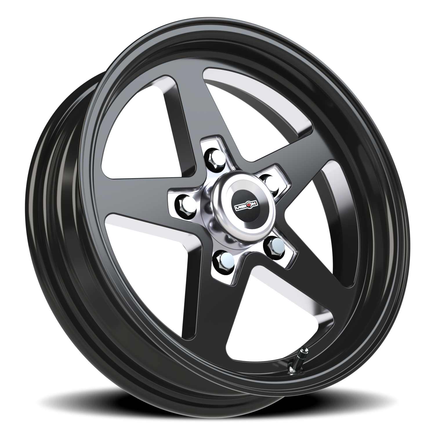 Vision Star 15X4 Gloss Black with Milled Center Wheel