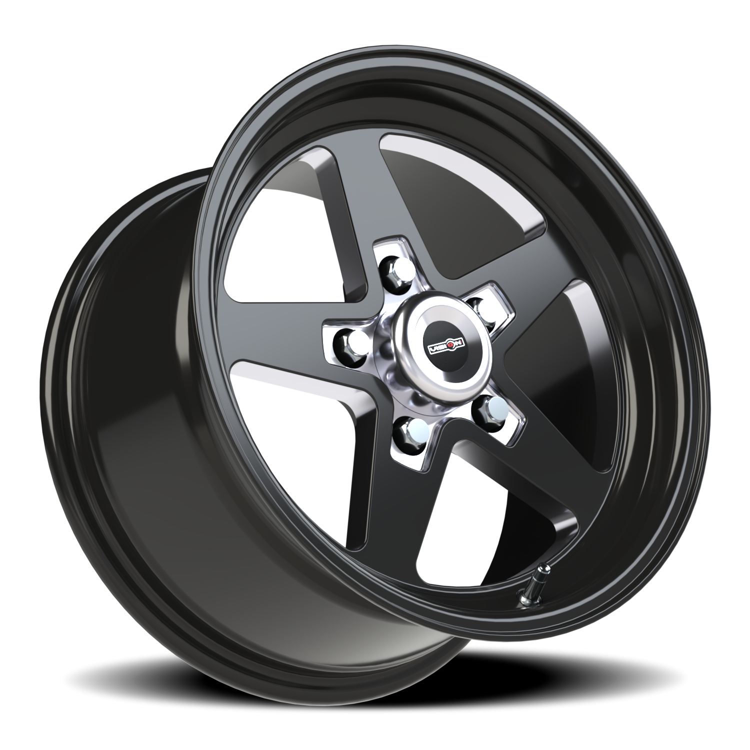 Vision Sta 15X8 Gloss Black with Milled Center Wheel