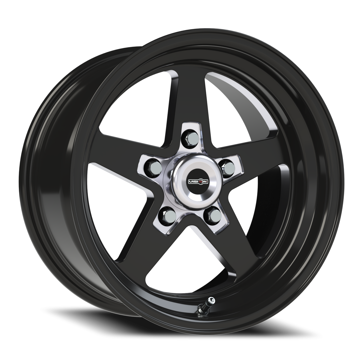 Vision Star 15X8 Gloss Black with Milled Center Wheel