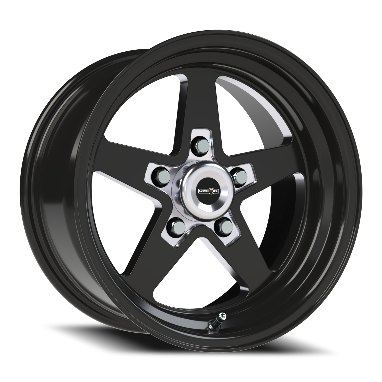 Vision Star 15X8 Gloss Black with Milled Center Wheel