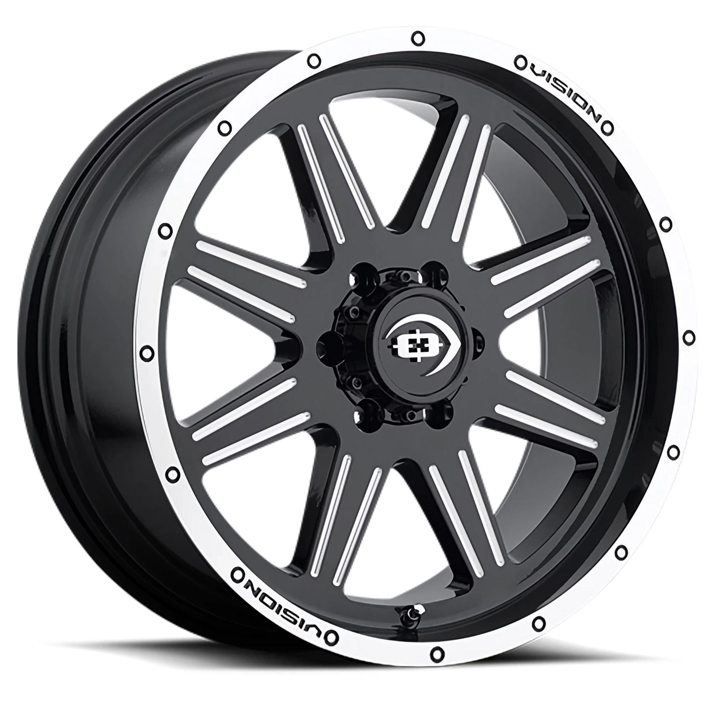 Vision Cannibal 20X9 Gloss Black Machined Lip Milled Spoke Wheel