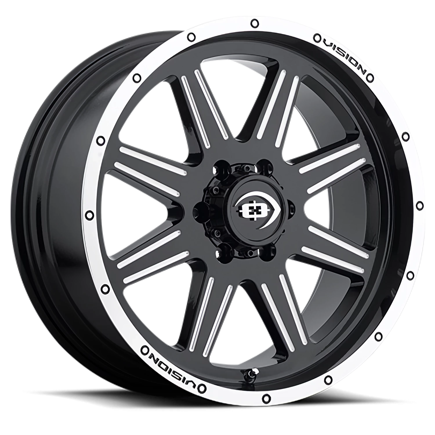 Vision Cannibal 20X9 Gloss Black Machined Lip Milled Spoke Wheel