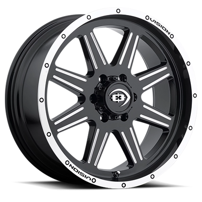 Vision Cannibal 20X9 Gloss Black Machined Lip Milled Spoke Wheel