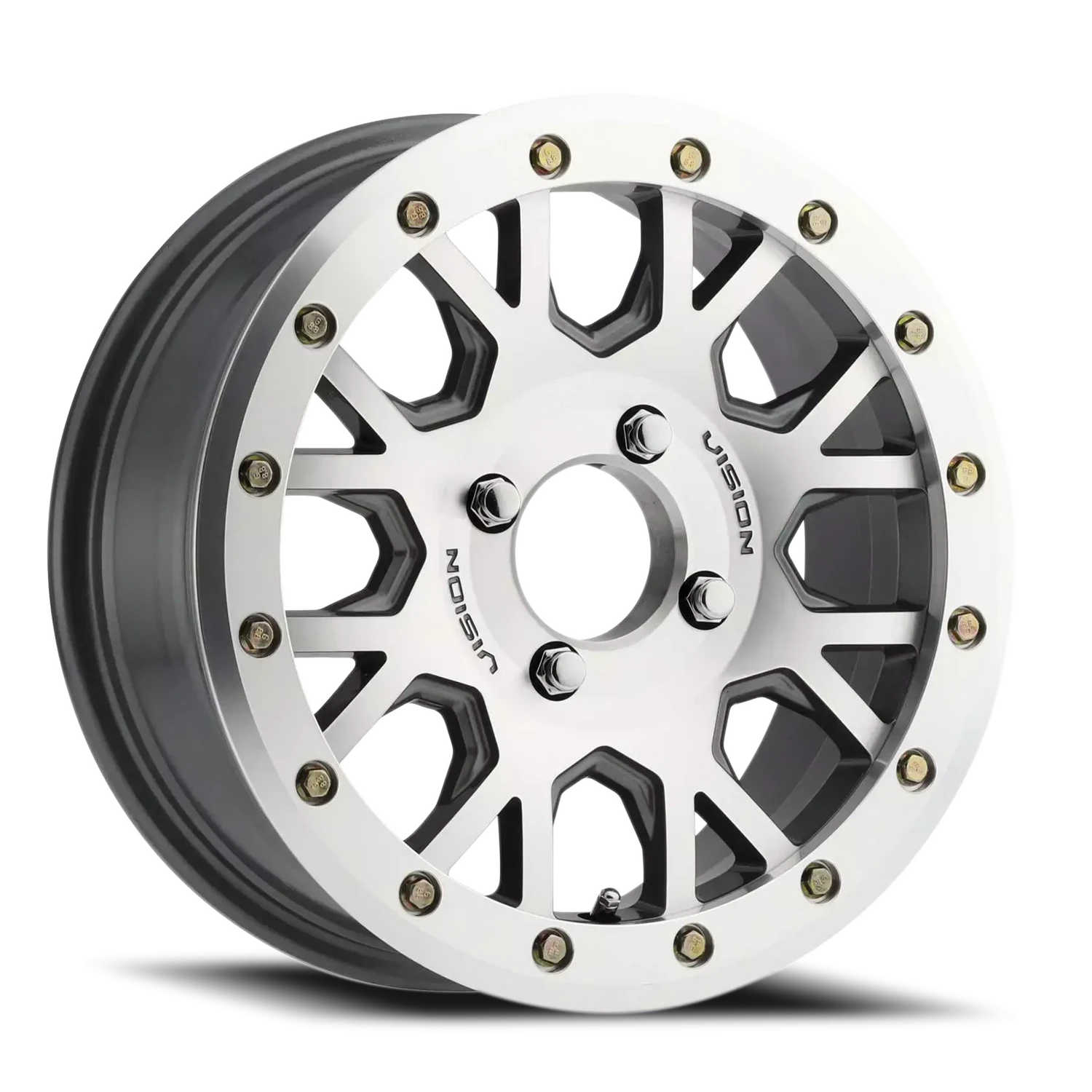 Vision Invader 15X6 Gunmetal Machined Face and Ring Wheel