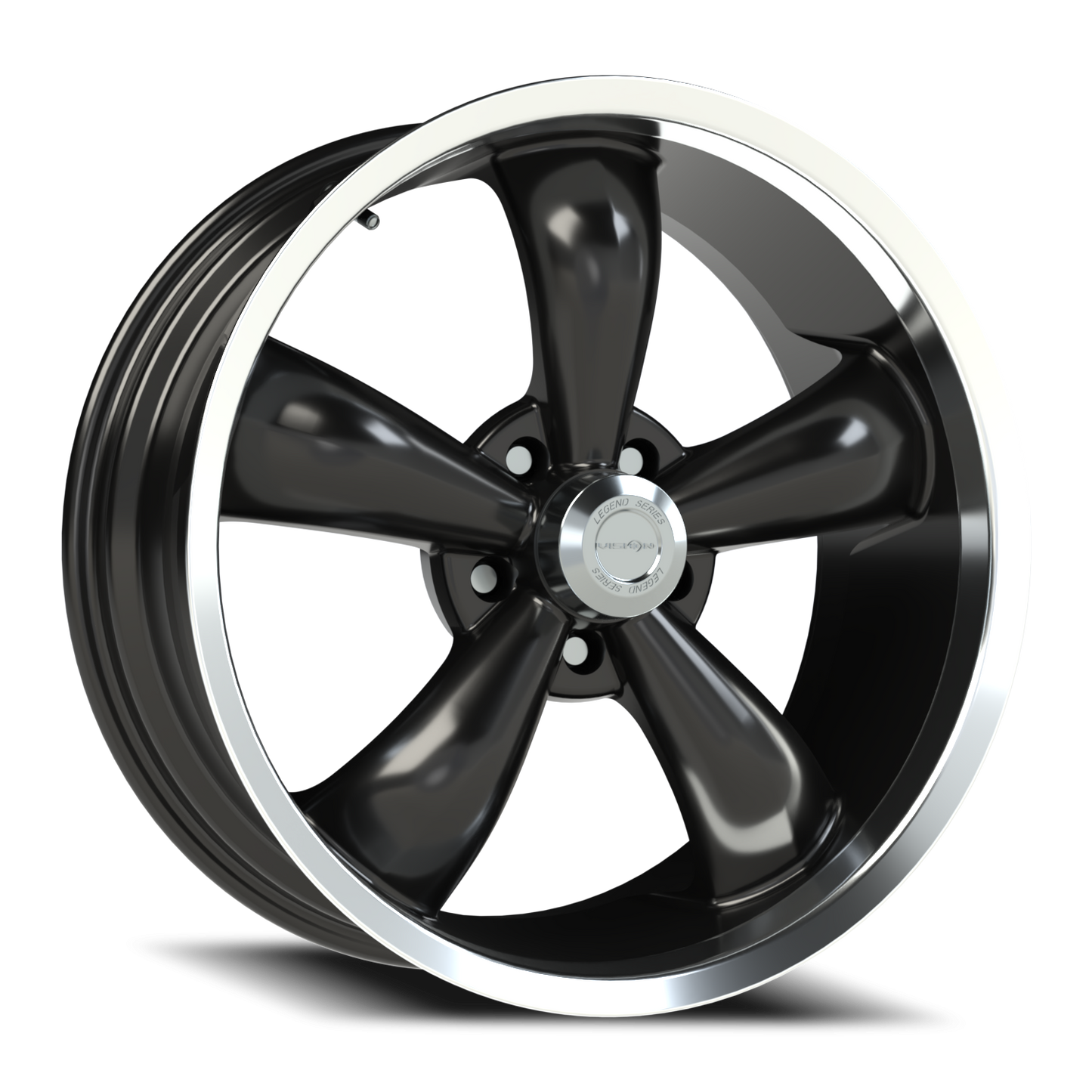 Vision 5 17X7 Gloss Black Machined Lip Wheel