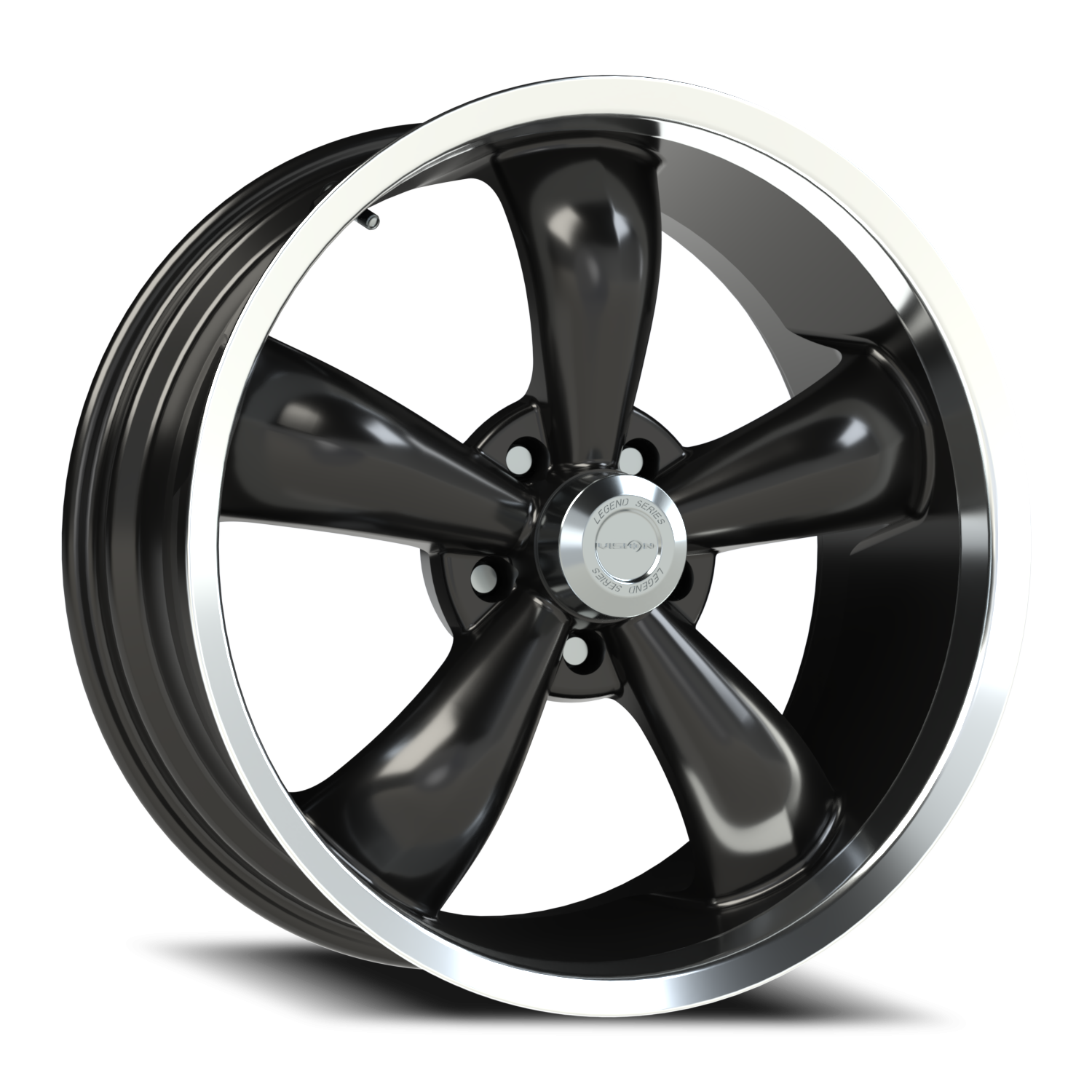 Vision 5 18X8.5 Gloss Black Machined Lip Wheel