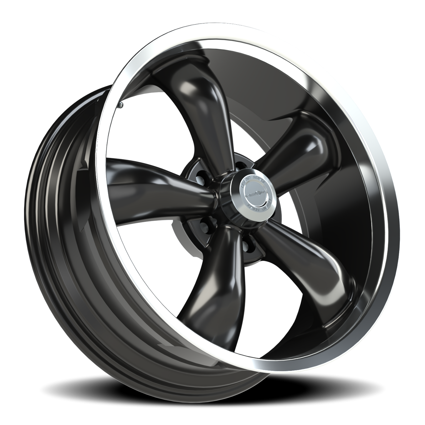 Vision 5 17X7 Gloss Black Machined Lip Wheel