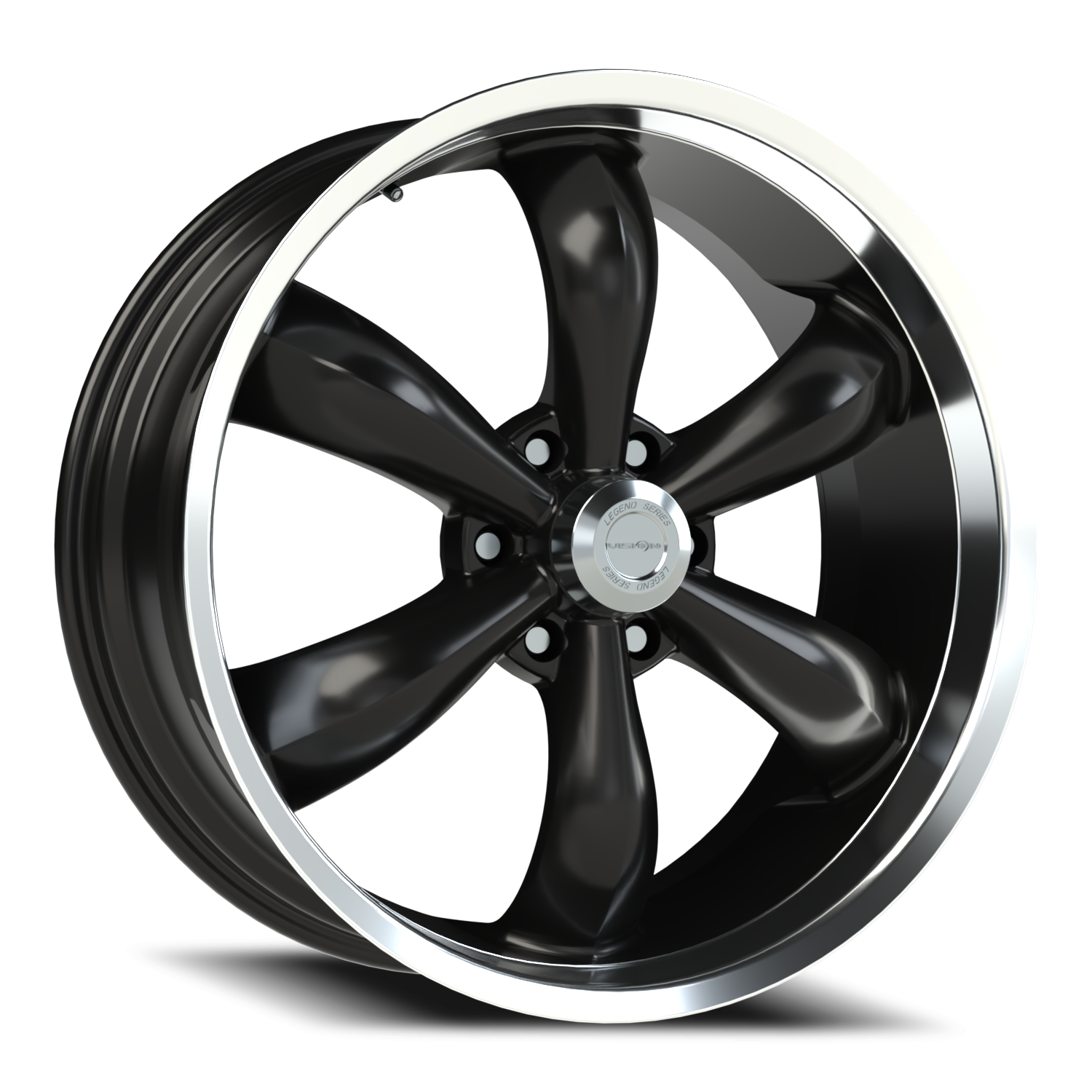 Vision 6 22X9.5 Gloss Black Machined Lip Wheel