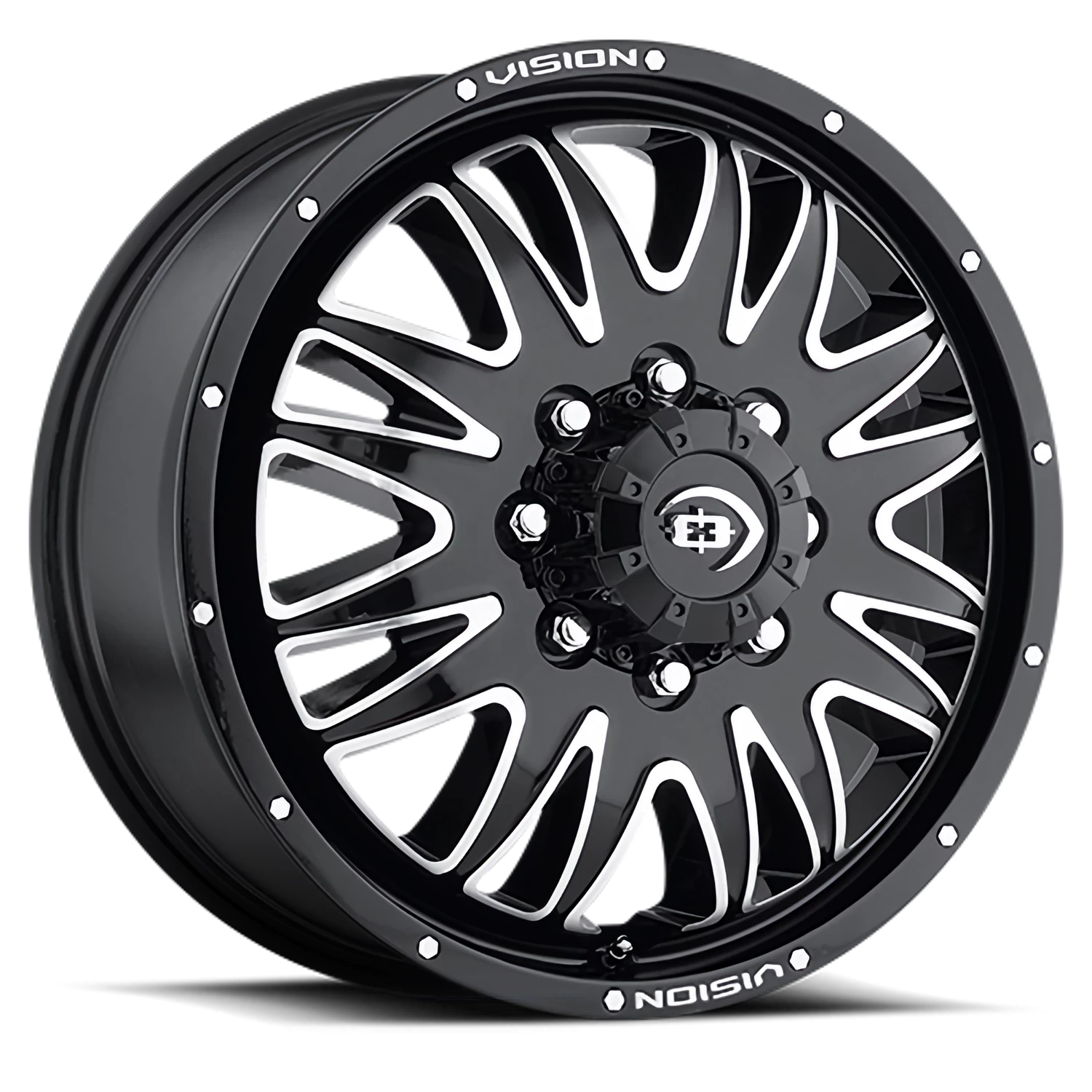 Vision Rival 20X8.25 Gloss Black Machined Face Wheel