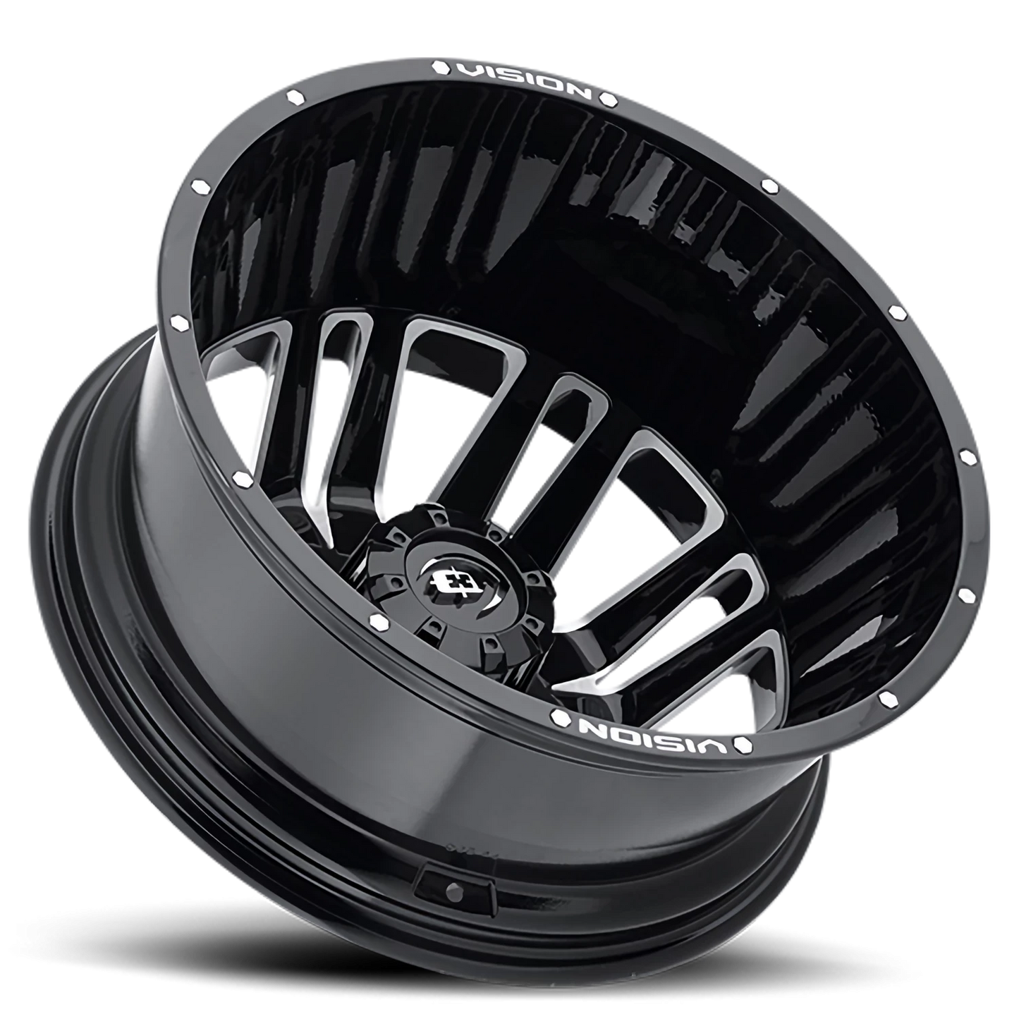 Vision Rival 20X8.25 Gloss Black Machined Face Wheel