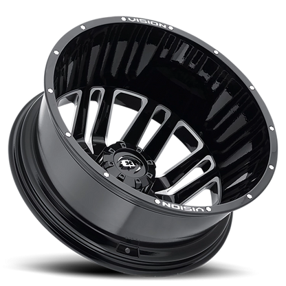 Vision Rival 20X8.25 Gloss Black Machined Face Wheel