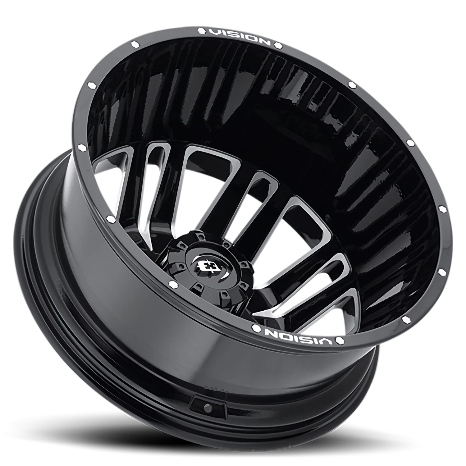 Vision Rival 20X8.25 Gloss Black Machined Face Wheel
