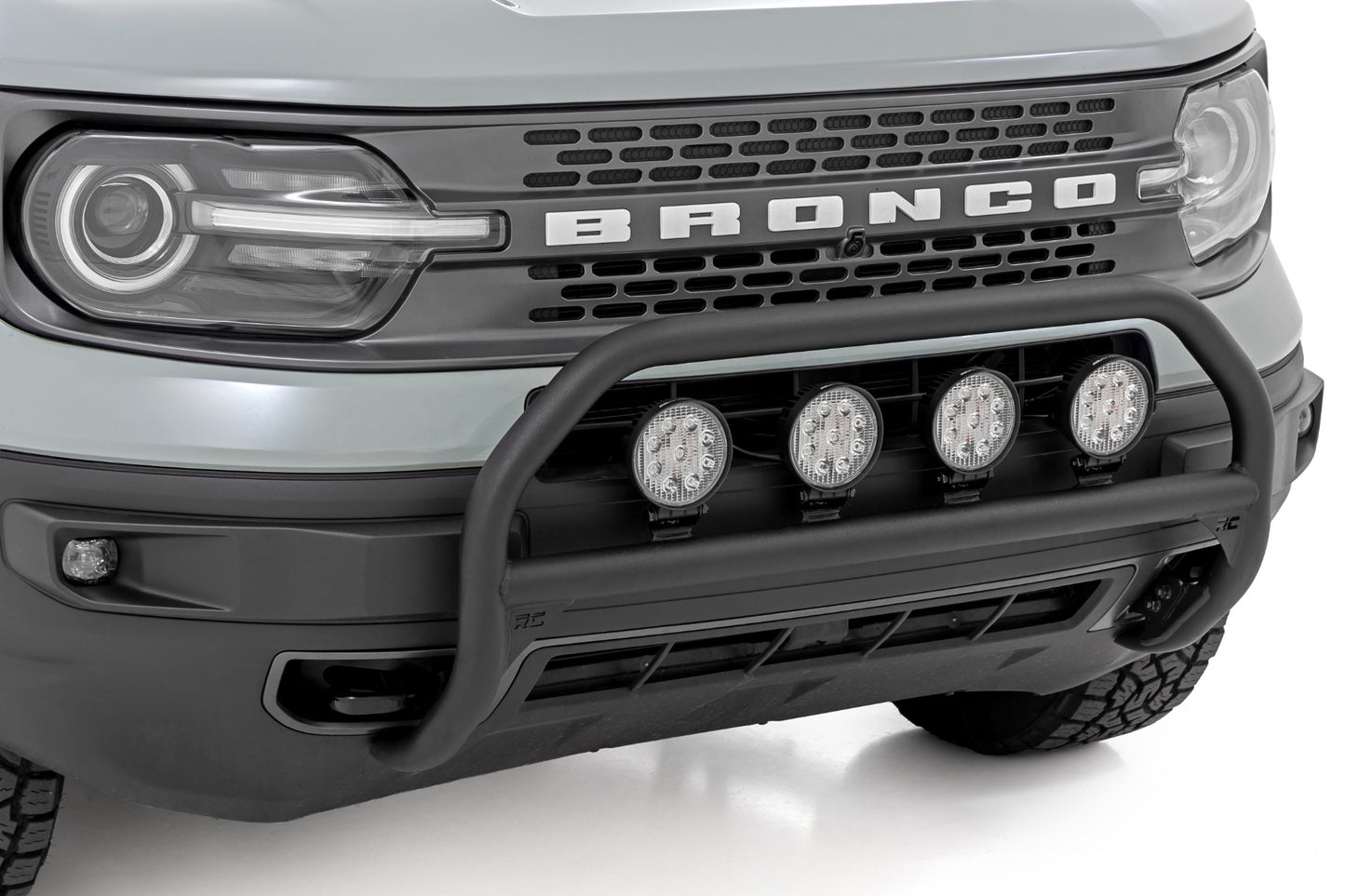 Nudge Bar | w/ Tow Hooks | 20 Inch BLK DRL Single Row LED | Ford Bronco Sport (21-24)