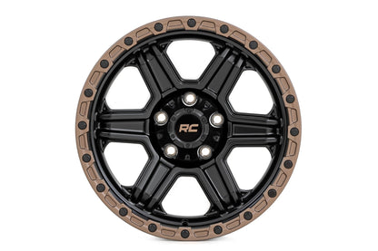 Rough Country 79 Series Wheel | One-Piece | Semi Gloss Black w/Bronze Ring | 15x8 | 5x4.5 | -19mm