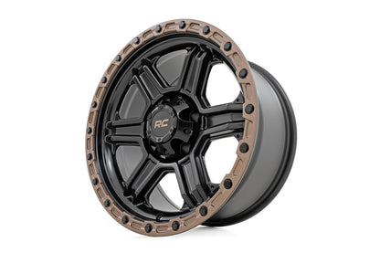 Rough Country 79 Series Wheel | One-Piece | Semi Gloss Black w/Bronze Ring | 15x8 | 5x4.5 | -19mm