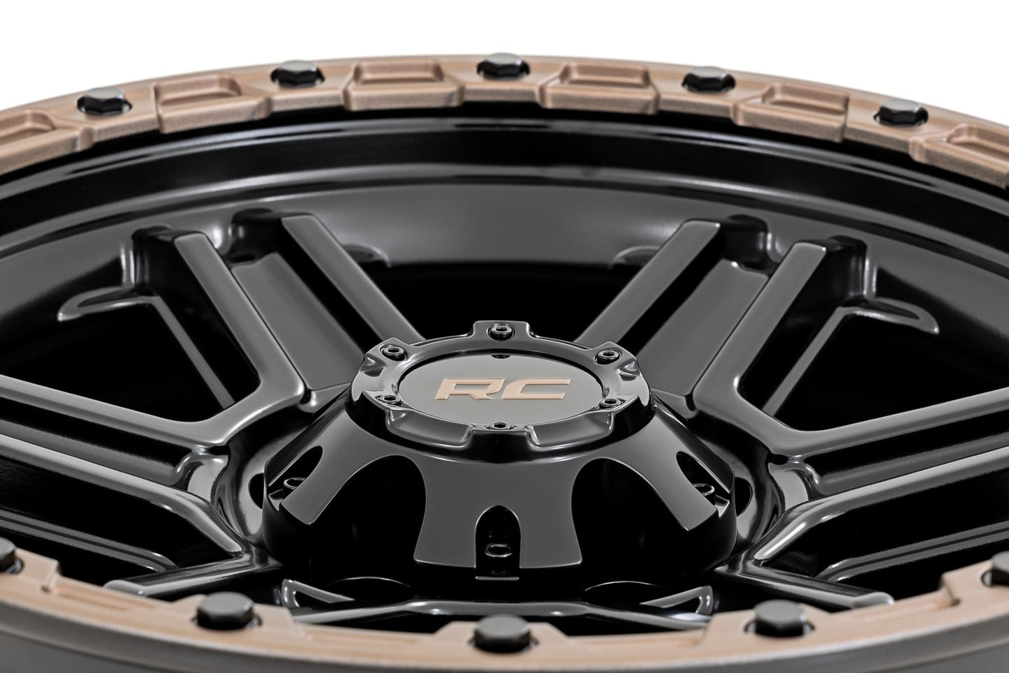 Rough Country 79 Series Wheel | One-Piece | Semi Gloss Black w/Bronze Ring | 18x9 | 6x5.5 |+18mm