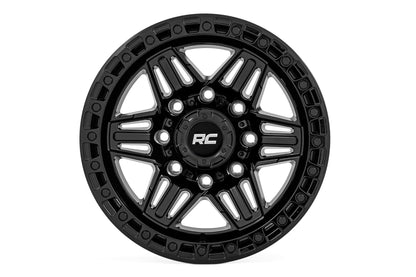 Rough Country 76 Series Wheel | Simulated Beadlock | Gloss Black | 17x9 | 8x6.5 | -12mm