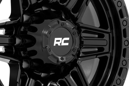 Rough Country 76 Series Wheel | Simulated Beadlock | Gloss Black | 17x9 | 6x5.5 | -12mm