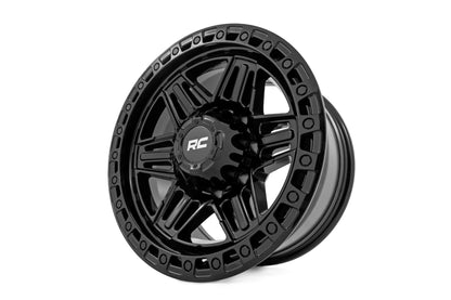 Rough Country 76 Series Wheel | Simulated Bead Lock | Gloss Black | 17x9 | 5x4.5 | +0mm