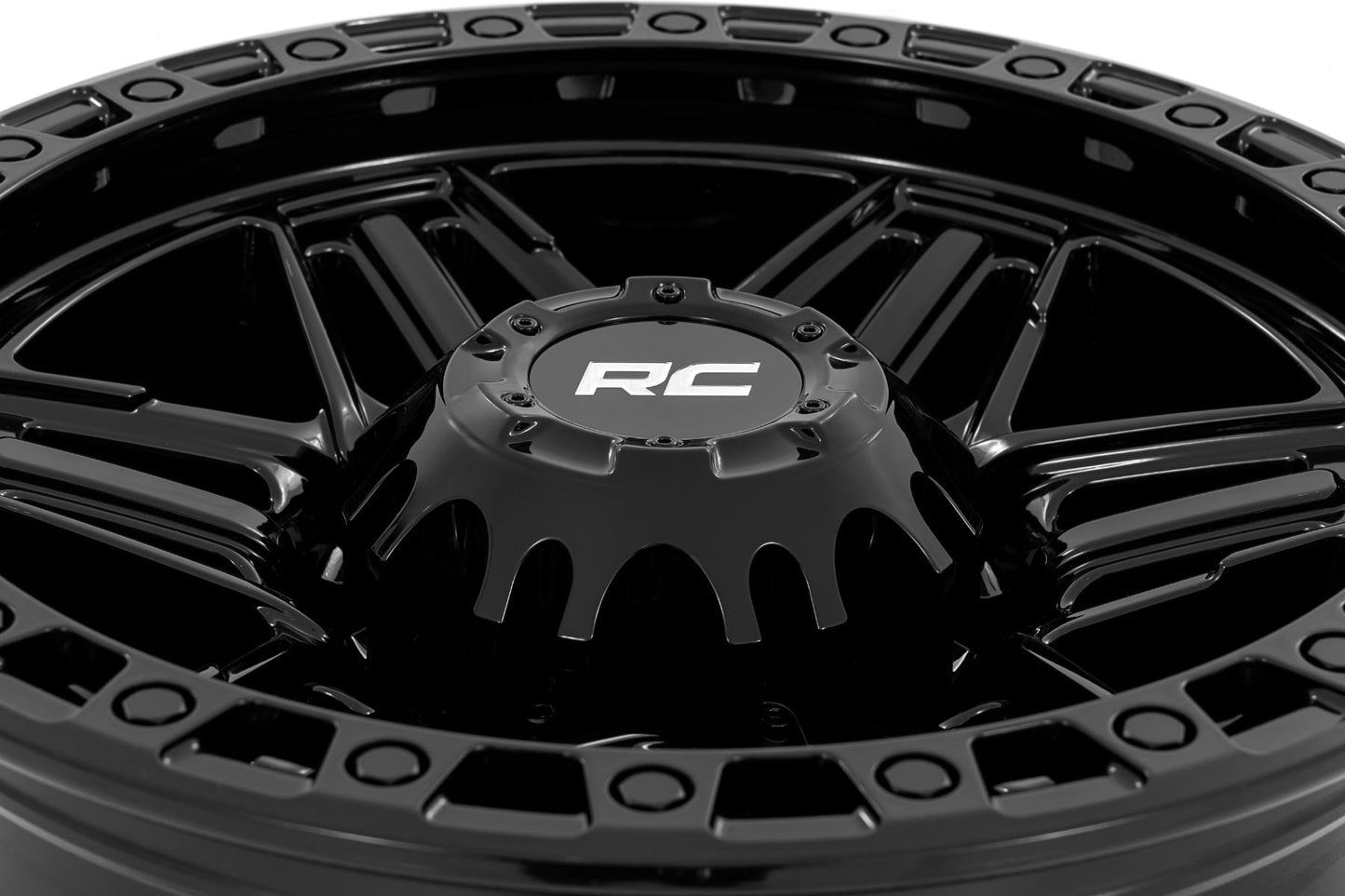 Rough Country 76 Series Wheel | Simulated Beadlock | Gloss Black | 17x9 | 6x5.5 | -12mm