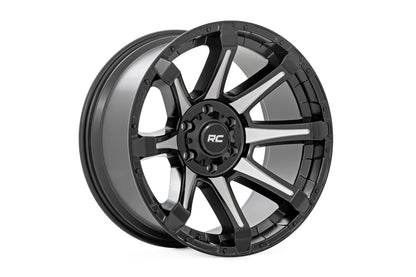 Rough Country 81 Series Wheel | One-Piece | Semi Gloss Black w/machined spokes | 20x9 | 8x180 | 0mm