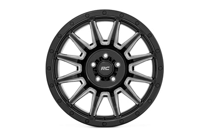 Rough Country 90 Series Wheel | One-Piece | Gloss Black w/machined spokes | 18x9 | 6x5.5 | -12mm