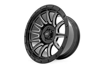 Rough Country 90 Series Wheel | One-Piece | Gloss Black w/machined spokes | 20x9 | 6x5.5 | 0mm