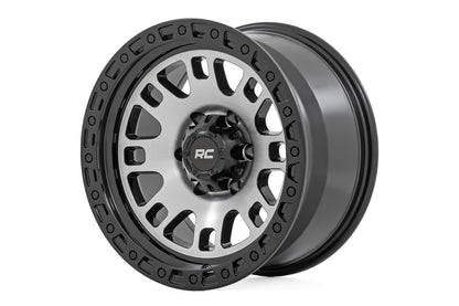 Rough Country 82 Series Wheel | One-Piece | Machined Semi Gloss Black | 17x9 | 6x5.5 | -12mm