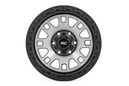 Rough Country 82 Series Wheel | One-Piece | Machined Semi Gloss Black | 17x9 | 6x5.5 | -12mm