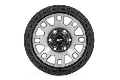 Rough Country 82 Series Wheel | One-Piece | Machined Semi Gloss Black | 18x9 | 6x5.5 | -12mm