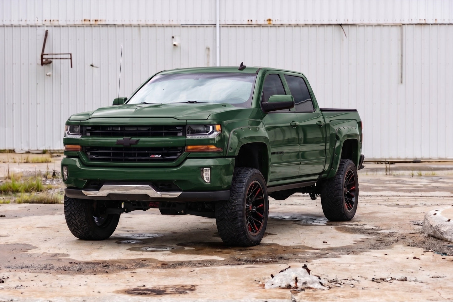 Pocket Fender Flares | 6'7" & 8' Bed | G7J Rainforest Green | Chevy Silverado 1500 (14-18)/2500HD